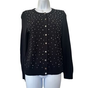 Riley & Rae Black Cardigan Sweater With Embellishment Cotton Wool Blend Size XS